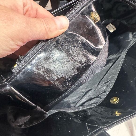 Falchi Sport Black Shoulder Tote Bag Logo Smooth Canvas Patent Leather Straps - Picture 16 of 16